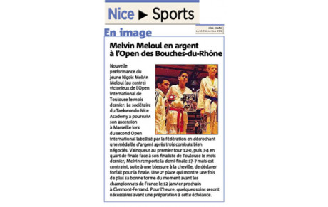 LES HONNEURS DE NICE MATIN POUR MELVIN