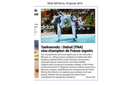 NICE MATIN DU 15 JANVIER 2014