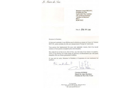 Lettres du Maire aux sportifs du club : 